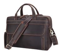 TIDING Vintage Leather Laptop Briefcases for Men 15.6 inch Computer Case Portable Satchel Bag for Work Travel Business, Brown