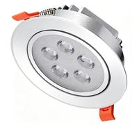 Tidinglove LED Recessed Ceiling Downlight for Kitchen Living Room Bedroom Bathroom, 8.2-9.5cm Cutout, Silvery White, Aluminum, 10.4x10.4x3.5cm, 5W 6000K Cool White, Corded Electric
