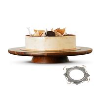 TIDITA 13" Acacia Cake Stand Rotating, Non-Slip Pads, for Sizeable Cakes