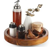 TIDITA 13" Acacia Lazy Susan Turntable for Countertop - Wooden Lazy Susan Rotating for Table - Wood Organizer Storage Food Bin Container for Kitchen, Pantry, Fridge, Cabinet (Acacia Wood)