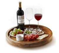 TIDITA 16" Acacia Lazy Susan Organizer for Table - Wooden Charcuterie Boards Cheese Board - Lazy Susan Turntable for Cabinet - Kitchen Storage Food Bins for Pantry, Countertop (16 Inch, Acacia)