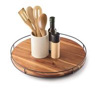 TIDITA 18" Lazy Susan Organizer for Cabinet - Lazy Susan Turntable for Table - Kitchen Turntable Storage Food Bin Container for Spices, Fridge, Pantry, Countertop (Steel Frame) (18 Inch)