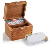 Tidita Acacia Wood Recipe Box with Cards - Blank Recipe Box Wooden Set Come with 100 4x6 Recipe Cards, 8 Dividers, Cards Made with Thick Card Stock. Perfect Recipe Organizer (Acacia Wood)
