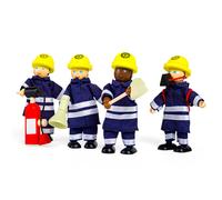 Tidlo 4 Wooden Firefighter Figures, Includes Equipment, Figures are 12cm Tall