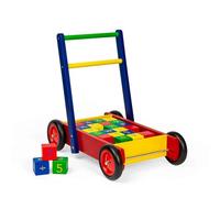 Tidlo Wooden Baby Walker With 24 Abc Stacking Blocks, Multi