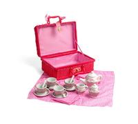 Tidlo Picnic Tea Set with Hamper, Toy Basket Set with Pot & Cups