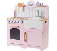 Bigjigs- Country Play Kitchen-Pink Kitchen Toys, Multicolor (T0229)