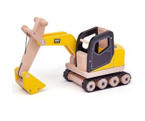 Tidlo T0415 Wooden Digger Construction Vehicles Toy, Multi-Colour