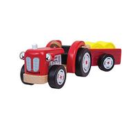 Tidlo T0502 Wooden Tractor and Trailer with Hay, Multi-Colour