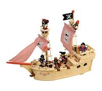 Tidlo The Paragon Pirate Ship with Pirate Accessories - Pirate Ship Toys for Kids, Toy Boat with Pirate Treasure Chest, Wooden Toys for 3 4 5 Year Olds