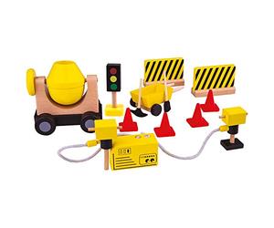 Tidlo Wooden Construction Playset, Building Site Set | Classic Wooden Toy, Encourages Creative Play, Educational Gift for Kids