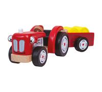 Tidlo Wooden Farm Tractor and Trailer with Hay, Figure Not Included