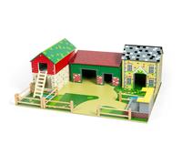 Tidlo Wooden Oldfield Farm Playset, Includes Barn, House, Animal Shed & More