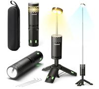 TIDNNS Rechargeable Camping Lights with Stand，Matte Black