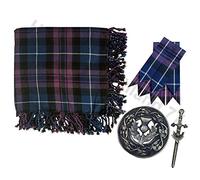 Tidoneam Kilt Fly Plaid 48" X 48" Scottish Highland Fly plaid Brooch & Pin Antique/Kilt Flashes Set (Pride of Scotland)