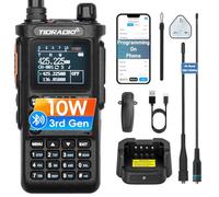 TIDRADIO TD-H8 10W Ham Radio APP/Web Bluetooth Programming, 8-Band, Freq Copy, DTMF, NOAA Weather, 2500mAh Rechargeable, Airband Two Way Radio, Radio Communication for Emergency Hiking Camping-1Pack
