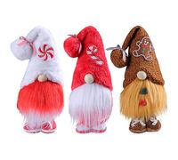 Tidsech 3Pcs Christmas Gnomes Decoration, Gingerbread and Candy Christmas Decor Plush Dolls, Cute Xmas Thanksgiving Home Party Ornaments