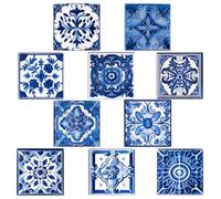 TIDTALEO 10 Pcs Morocco Style Tile Stickers PVC Decorative Tile Decals for Wall Decor Practical and Easy to Decorate Different Places for Kitchen and Bathroom