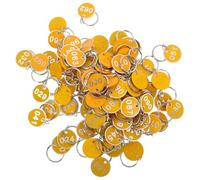 TIDTALEO 100pcs Numbered Key Tags 1-100 with Rings Yellow Aluminum Alloy Sauna Storage Labels for Locker Bathroom Key Identifiers and Convenient Markers