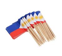 TIDTALEO 100Pcs Philippines Flag Fruit Picks Toothpick Decorations for Cupcakes Desserts for Parties Celebrations Standout Food Drink Toppers for Holiday