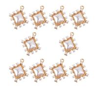 TIDTALEO 10pcs Alloy Pearl Pendant DIY Charms Set for Jewelry Making, Handmade Square and Single Drop Decorative Pendants for Hair Accessories and Key Ring Craft