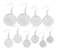 TIDTALEO 10pcs Vintage Earrings Hook Bezel Tray Round Disc Stainless Steel Earring Making Material with Resistance to Wear for Handmade Jewellery Accessories