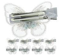 TIDTALEO 10pcs White Butterfly Hair Clips for Lightweight Metal and Cloth Material Hair Accessories to Hold Bang Tightly for Celebrating A Special Occasion