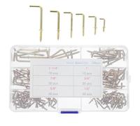TIDTALEO 120pcs Golden Mini L-Shaped Screw Hooks with 90 Degree Right Angle Design, Carbon Steel Self-Tapping Screws for Hanging Objects from Walls, for Light-Duty Applications and Picture