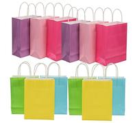 TIDTALEO 12Pcs Colorful Paper Bags with Handles Assorted for Shopping Birthday Parties and Special Occasions Easy to Carry and Decorative