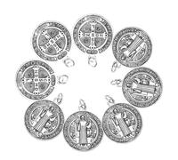 TIDTALEO 12pcs Saint Benedict Medal Charms Decorative Metal Pendants for Office and Holiday Scene Diy Projects Random Style