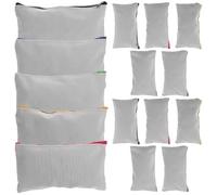 TIDTALEO 15pcs DIY Canvas Pencil Cases Heat Transfer Sublimation Zipper Pouches Makeup Storage Bags 12x21cm Beige Multi-Color Zipper for Travel and Stationery Organization