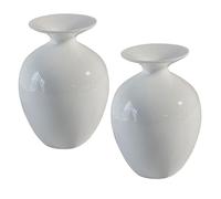 TIDTALEO 2 Pcs Ceramic Flower Vases White Small Modern Decorative Desktop Vase Set for Balcony Or Shopping Mall, Simple Chic Design, Strong and Not Easy to Deform