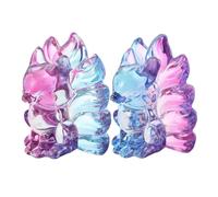 TIDTALEO 2 Pcs Crystal Fox Figurines Hand Carved Glass Nine-tailed Fox Sculptures Light and Shadow Effect Unique Miniature Animal Paperweight Ornaments for Desk and Office Random Color