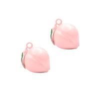 TIDTALEO 2 Pcs Pink Copper Hanging Bell Pendants with Peach and Leaf Shapes, Reusable Portable DIY Bell Hanging Decor Accessories for Keychain and Festive