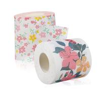 TIDTALEO 2 Rolls Flower Pattern Printed Toilet Paper Standard Roll Toilet Paper Skin-Friendly Absorbent Creative for Home and Living Room Use