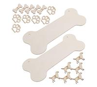 TIDTALEO 20pcs DIY Hanging Wood Sign Set with Natural Dog Bone Shape and Paw Print Cutouts Wooden Plaque Craft Kit for Home Decor Accessories Smooth Edges Easy to Hang