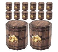 TIDTALEO 20pcs Vintage Hexagonal Wooden Candy Box Wood Texture Foldable Mini Treasure Chest for Pirate Theme Party Supplies and Candy Storage Box