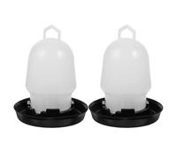 TIDTALEO 2pcs Automatic Chicken Waterer Cups with 0.75kg Capacity, Plastic Poultry Drinkers for Chickens, Ducks and Geese, White with Black Base Clip-on Water Feeders for Farm and Backyard