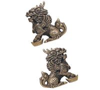 TIDTALEO 2pcs Brass Kylin Desktop Ornaments Multi-function Home Decoration Set Coffee Colour Suitable for Bedroom and Car Ornaments