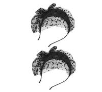TIDTALEO 2pcs Bridal Hair Accessories Lightweight Black Bow Headbands with Mesh Veil and Comfortable Fit for Wedding and Dates Stylish Vintage Inspired Fascinator Headdress