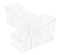 TIDTALEO 2pcs Compartment Tea Bag Organizer Box Plastic 7x15x8.8cm