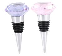 TIDTALEO 2Pcs Crystal Bottle Stopper Wine Sealers with Smooth Edges Creative Design in Purple and Pink Easy to Use and Clean
