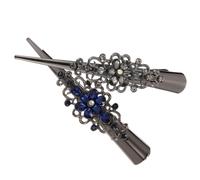 TIDTALEO 2pcs Hair Clips Alloy Horn Claw Clips Rhinestones for Hair Style Design, Does Not Hurt Scalp, Suitable for Home Use and Professional Salon Supplies