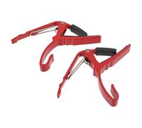 TIDTALEO 2pcs Red Aluminium Alloy Acoustic Guitar Capo Set with Ukulele Tone Changer Clamp for Acoustic and Electric Guitars