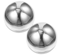 TIDTALEO 2pcs Reusable Stainless Steel Wine Ice Cubes 40mm Silver Round Balls with Smooth Appearance and Quick Cooling, for Cafes and Offices, Includes Storage Box