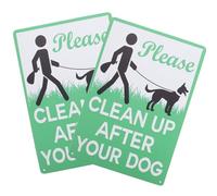 TIDTALEO 2pcs Rustic Iron Dog Waste Yard Signs, Garden Lawn Maintenance Warning Signs for Backyard, Please Clean after Your Dog Pet Decor