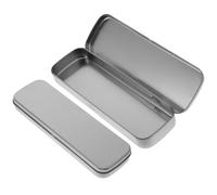 TIDTALEO 2pcs Silver Tinplate Pencil Box, Functional Mini Pencil Case to Store School Supplies and Makeup Brushes, Rectangular Metal Pen Holder Suitable for School Use