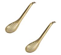 TIDTALEO 2pcs Stainless Steel Molecular Cooking Spoons with Ergonomic Handles Smooth Slotted Strainers for Wonton Caviar and Kitchen Use Easy to Clean Food Grade Utensils for Home and