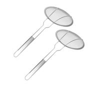 TIDTALEO 2pcs Stainless Steel Skimmer Spoon with Fine Mesh and Double Wire Reinforcement for Oil and Fat Removal, Straining Vegetables, for Deep Frying and Kitchen Use