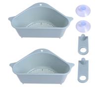 TIDTALEO 2pcs Triangular Drain Basket Plastic Sink Storage Holder with Strong Suction Cups for Kitchen and Bathroom Use, Preventing Sponge, Toothbrush, and Razor from Falling